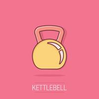 kettlebell icoon in grappig stijl. barbell sport uitrusting tekenfilm vector illustratie Aan geïsoleerd achtergrond. halter plons effect bedrijf concept.