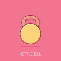 kettlebell icoon in grappig stijl. barbell sport uitrusting tekenfilm vector illustratie Aan geïsoleerd achtergrond. halter plons effect bedrijf concept.