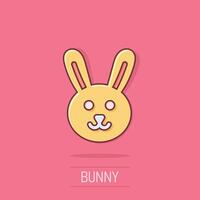konijn icoon in grappig stijl. konijn tekenfilm vector illustratie Aan geïsoleerd achtergrond. gelukkig Pasen plons effect bedrijf concept.