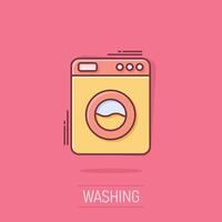 het wassen machine icoon in grappig stijl. wasmachine tekenfilm vector illustratie Aan geïsoleerd achtergrond. wasserij plons effect bedrijf concept.