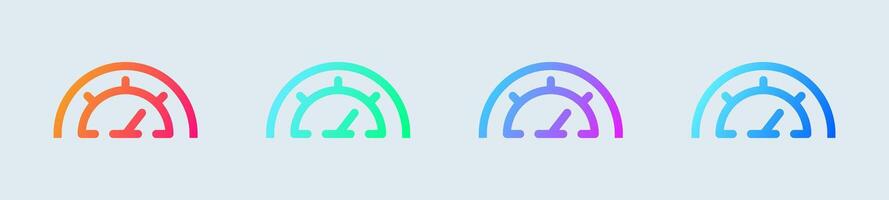 snelheidsmeter lijn icoon in helling kleuren. snelheid indicator tekens vector illustratie.