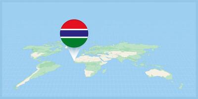 plaats van Gambia Aan de wereld kaart, gemarkeerd met Gambia vlag pin. vector