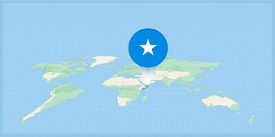 plaats van Somalië Aan de wereld kaart, gemarkeerd met Somalië vlag pin. vector