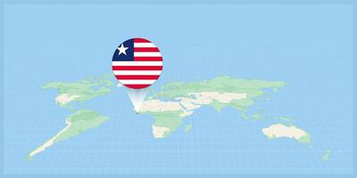 plaats van Liberia Aan de wereld kaart, gemarkeerd met Liberia vlag pin. vector