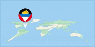 plaats van antigua en Barbuda Aan de wereld kaart, gemarkeerd met antigua en Barbuda vlag pin. vector
