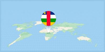 plaats van centraal Afrikaanse republiek Aan de wereld kaart, gemarkeerd met centraal Afrikaanse republiek vlag pin. vector