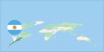 plaats van Argentinië Aan de wereld kaart, gemarkeerd met Argentinië vlag pin. vector