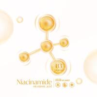 niacinamide, niacine, nicotinezuur zuur serum huid zorg kunstmatig, vector