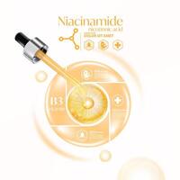 niacinamide, niacine, nicotinezuur zuur serum huid zorg kunstmatig, vector