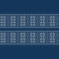 een naadloos breiwerk patroon vector, en traditioneel blauw en wit trui patroon voor winter trui Fairisle ontwerp, winter trui Fairisle ontwerp vector