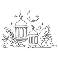 hand- getrokken Ramadan lantaarns, uniek vlak illustratie tekening voor groet kaarten vector