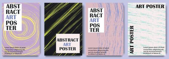 creatief posters in hedendaags kunst stijl voor evenementen en festivals, branding, sociaal media reclame, promo. modern Hoes ontwerp sjabloon met abstract hand- getrokken tekening lijnen, spiraal, borstel stijl vector