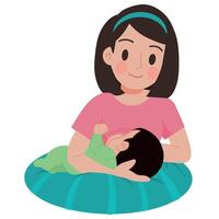 vector vrouw borstvoeding geeft haar baby illustratie mam dagelijks leven