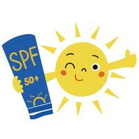 zon bescherming zonnescherm sunblock spf 50 vector illustratie