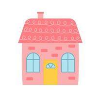 schattig roze huis. zoet huis. vector illustratie geïsoleerd Aan wit achtergrond.