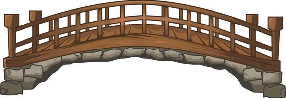 houten middeleeuws brug vector