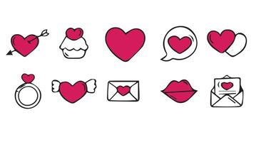 valentijnsdag dag en liefde vector pictogrammen