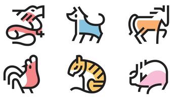 Chinese cultuur tekens en symbolen vector icoon reeks