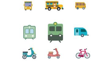 verzameling van vervoer voertuigen vector icoon reeks
