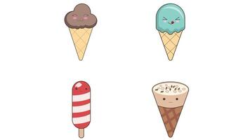 ijsje en snoepgoed vector icoon reeks