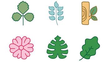 natuurlijk bladeren en bomen ontwerp vector pictogrammen geïsoleerd illustratie