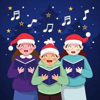 koor zingt kerstlied vector