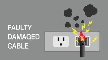 defect beschadigd kabel, veiligheid eerste ,elektrisch kort circuit,vector ontwerp vector