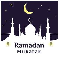 Ramadan mubarak groet kaart achtergrond met moskee decoratie vector