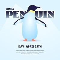 wereld pinguïn dag april 25e met pinguïn karakter illustratie Aan verkoudheid toon achtergrond vector