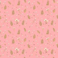 botanisch naadloos patroon hand- getrokken. roze achtergrond met planten. minimalistische stijl. vector
