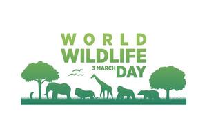maart 3, wereld dieren in het wild dag logo ontwerp sjabloon. vector illustratie.