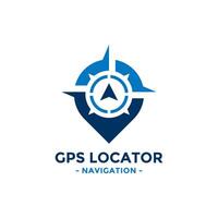 GPS locator logo ontwerp sjabloon. kompas en GPS kaart plaats icoon vector combinatie. creatief kompas logo symbool concept.