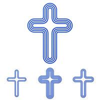 blauw lijn kruis icoon logo ontwerp reeks vector