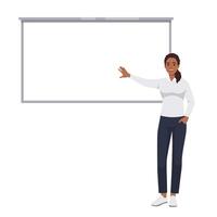 bedrijf vrouw uitleggen Aan de whiteboard vector