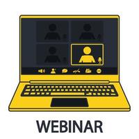 webinar-interface in notitieblok. online communicatie, chatten. Klantenservice. gebruikersinterface voor videoconferenties met realistische laptop. interface voor videogesprekken voor app voor sociale communicatie vector