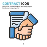 contract pictogram vector met omtrek kleurstijl geïsoleerd op een witte achtergrond. vector illustratie overeenkomst teken symbool pictogram concept voor zaken, financiën, industrie, bedrijf, apps, web en alle projecten