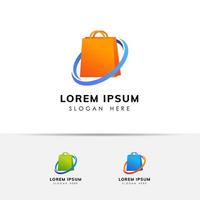 online winkel logo ontwerp vector pictogram. boodschappentas logo-ontwerp in oranje kleur
