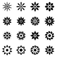 vlak ontwerp bloem icoon set. verschillend monochroom bloemen symbolen vector