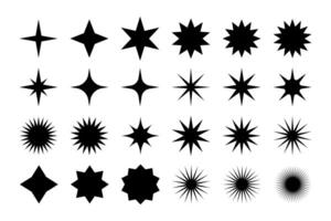 ster silhouetten, uitknippen ster vorm pictogrammen, decoratief ster logo's, vuurwerk, ster kader vector