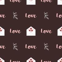 naadloos patroon met enveloppen en harten voor Valentijnsdag dag. liefde brief. vlak stijl vector afbeelding.