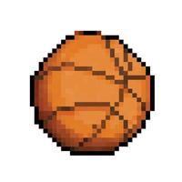 basketbal oranje sport- bal. pixel beetje retro spel gestileerd vector illustratie tekening. gemakkelijk vlak tekenfilm tekening geïsoleerd Aan plein wit achtergrond.