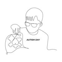 een lijn kunst vector van autisme bewustzijn concept kunst en autisme dag ontwerp en illustratie