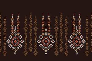 traditioneel etnisch motieven ikat meetkundig kleding stof patroon kruis steek.ikat borduurwerk etnisch oosters pixel bruin achtergrond. abstract,vector,illustratie. textuur, sjaal, decoratie, behang. vector