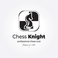 minimalistische embleem vector schaak ridder logo sjabloon. creatief paard schaak bord icoon illustratie ontwerp
