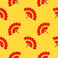 Aziatisch vouwen papier fans naadloos patroon vector illustratie. Aziatisch hand- fan. traditioneel ventilator naadloos patroon geïsoleerd Aan kleur achtergrond, papier vouwen patroon van fans