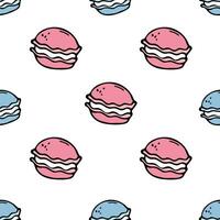 een patroon met blauw en roze macarons. tekening tekenfilm vector