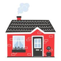 klein helder rood huis in tekenfilm stijl vector