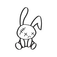wit verdrietig konijn gestikt oog en groot hangend oren, Pasen dag. vector