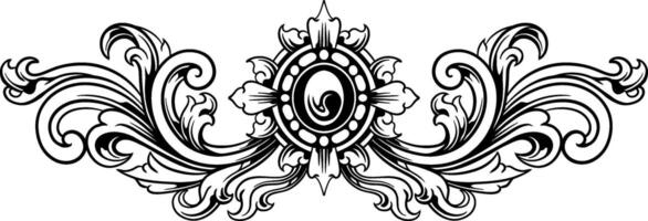 wijnoogst barok Victoriaans kader grens bloemen ornament blad rol gegraveerde retro bloem patroon decoratief ontwerp tatoeëren zwart en wit vector