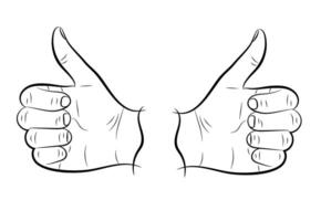 divers abstract handen, OK en duimen omhoog voor reeks van karakter ontwerp vector illustraties. reeks van handen in gebaren